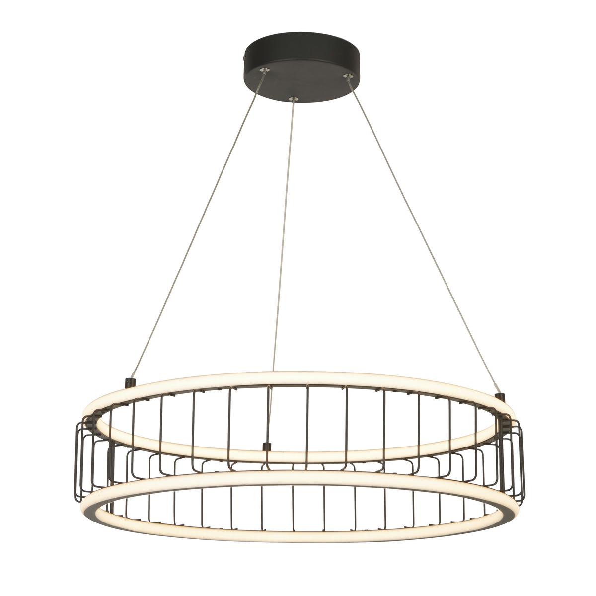 Led-pendelleuchte Circolo Cage Led 54214-1bk - Schwarz/Weiß, Design, Kunststoff/Metall (57,5/13,5/150cm)