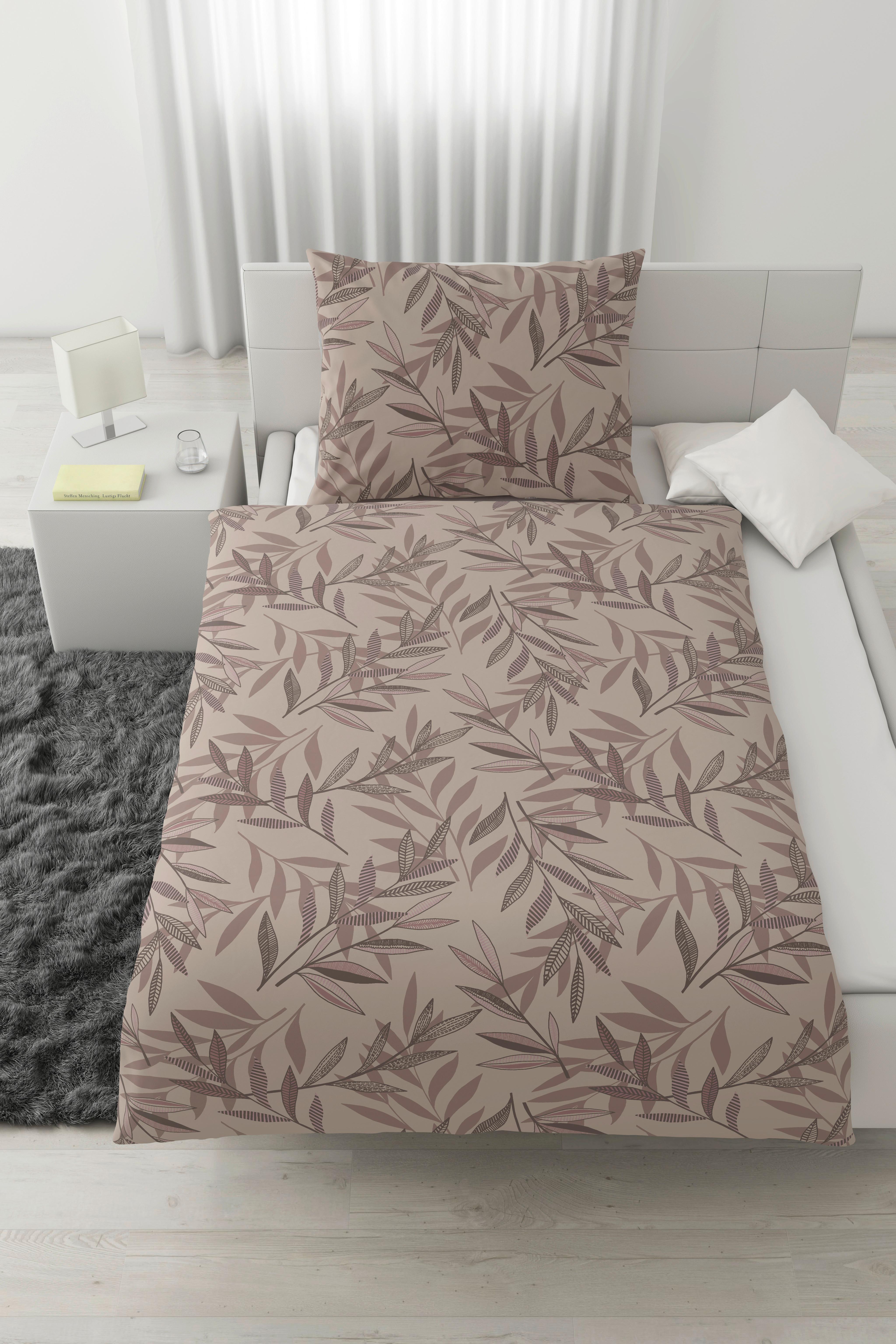 POVLEČENÍ STITCHED LEAVES - světle fialová/béžová, textil (140/200cm) - Modern Living
