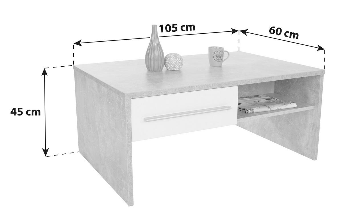 Couchtisch Mit Stauraum Melbourne, Eiche Dekor/weiß - Eichefarben/Weiß, MODERN, Holzwerkstoff (105/45/60cm)