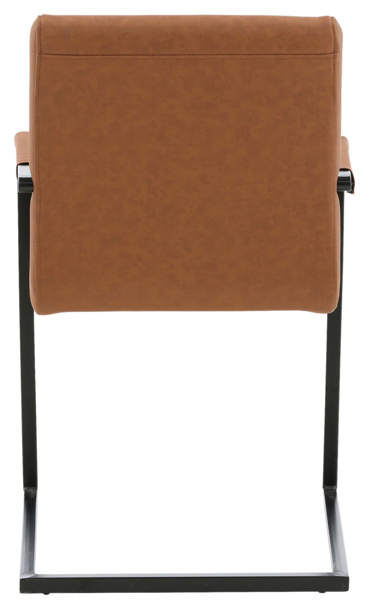Armlehnstuhl Art Braun/ Schwarz Gepolstert 2er-Set - Schwarz/Braun, Design, Textil/Metall (54/88/63cm) - Livetastic