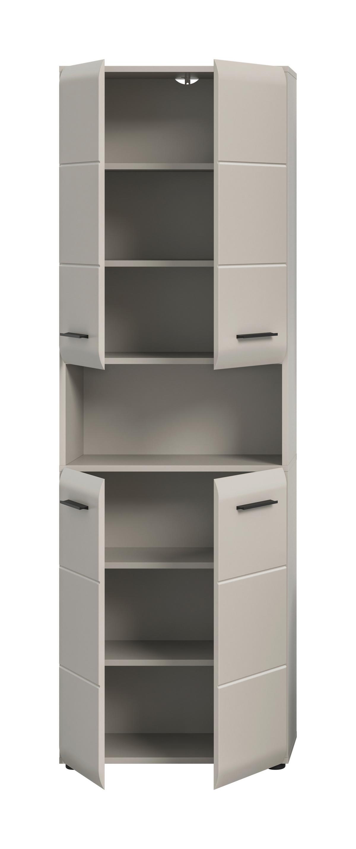 HOCHSCHRANK Ice Kaschmir B: 60cm - Kaschmir/Schwarz, Trend, Holzwerkstoff (60/185/30cm) - MID.YOU