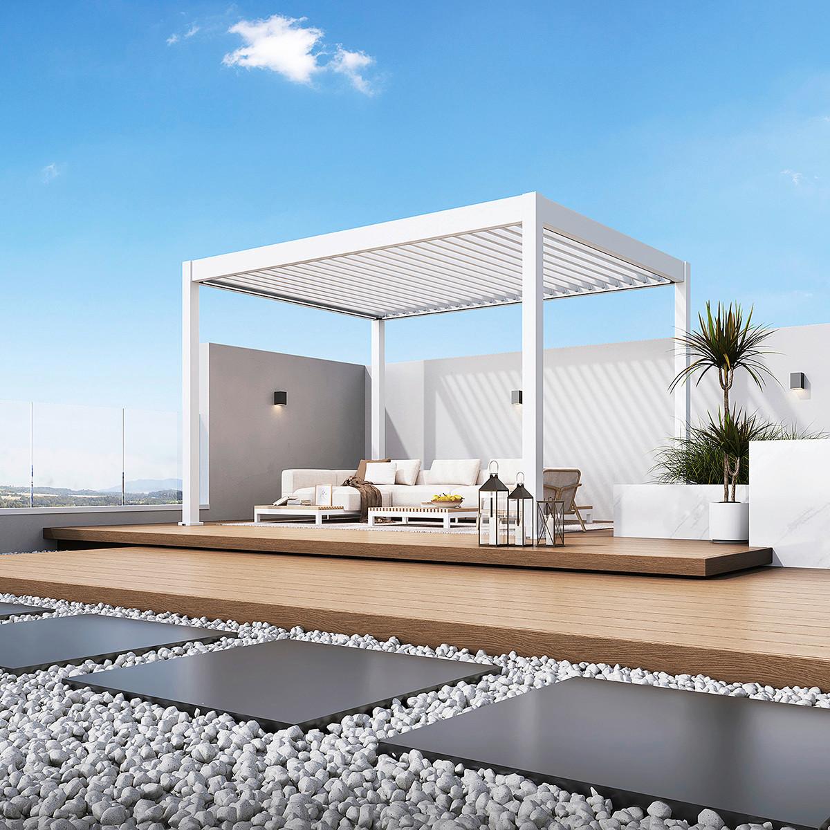 Pergola 300x400 Cm Wetterbeständig, Weiß - Weiß Hochglanz, Basics, Metall (300/255/400cm)