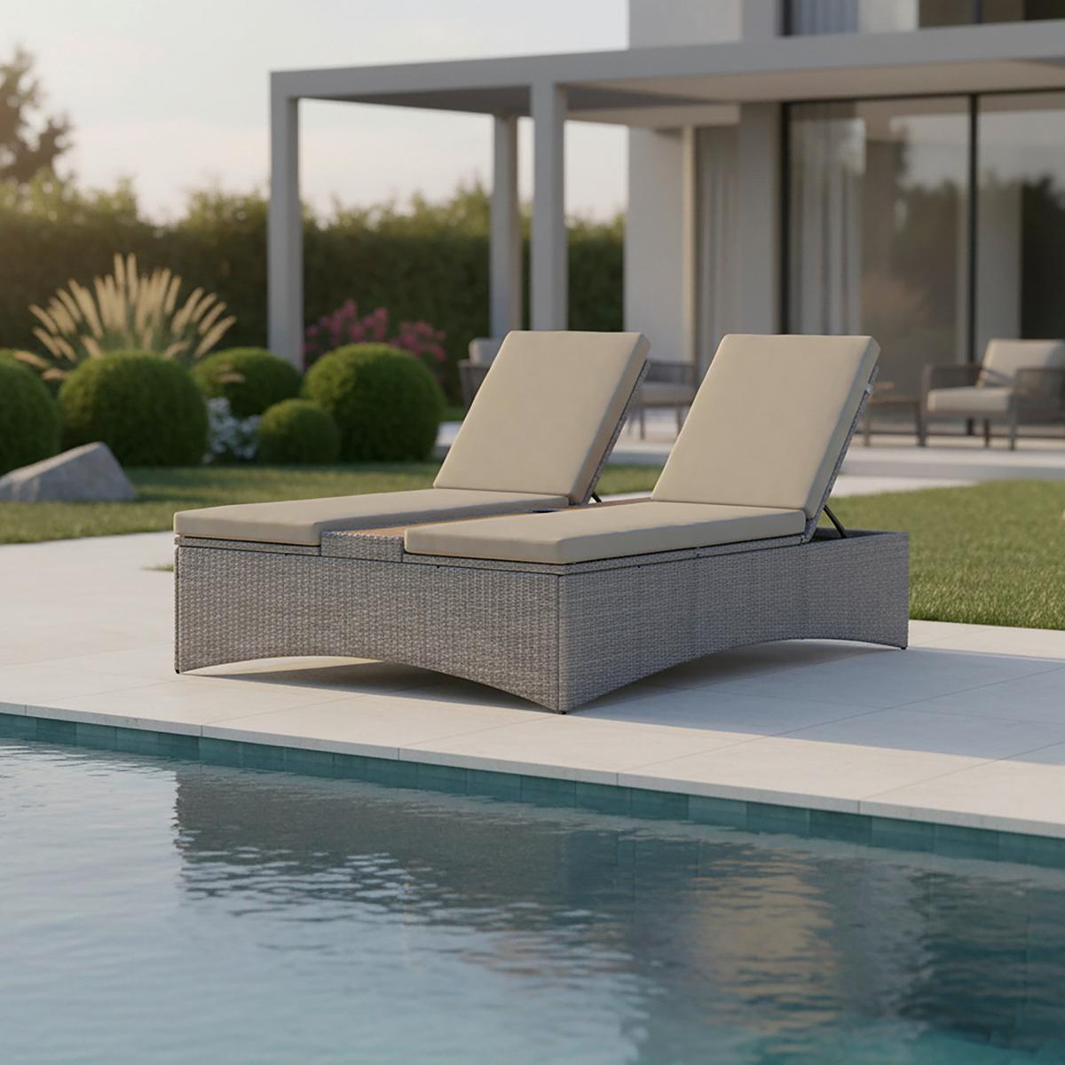 ZÁHRADNÉ LEŽADLO MONERO - sivá, Modern, kov/drevo (201cm) - Bessagi Garden