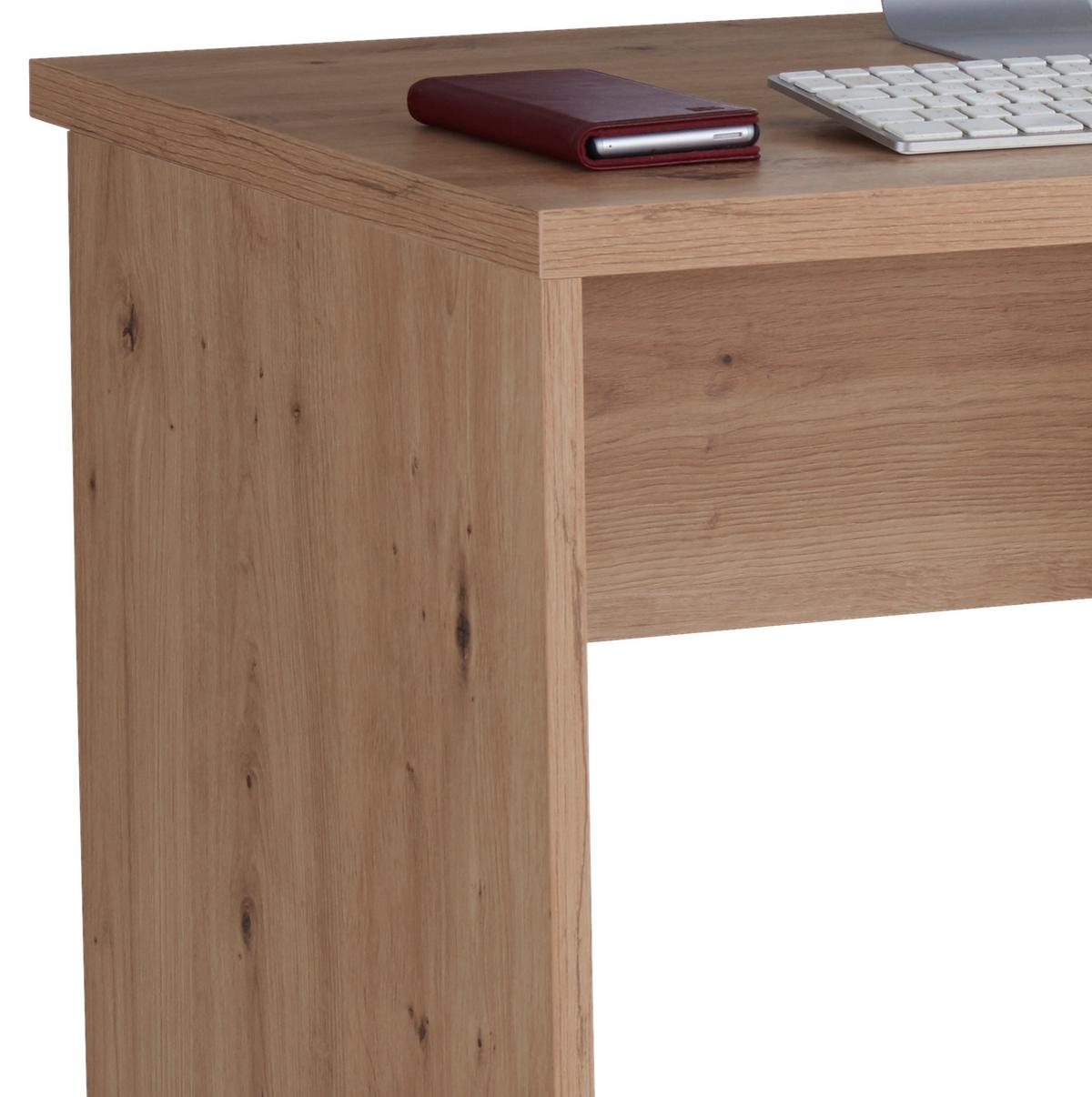 Schreibtisch mit Stauraum B 123,4cm H 73cm Box, Eiche - Eichefarben, MODERN, Holzwerkstoff (123,4/73/50cm) - Ondega