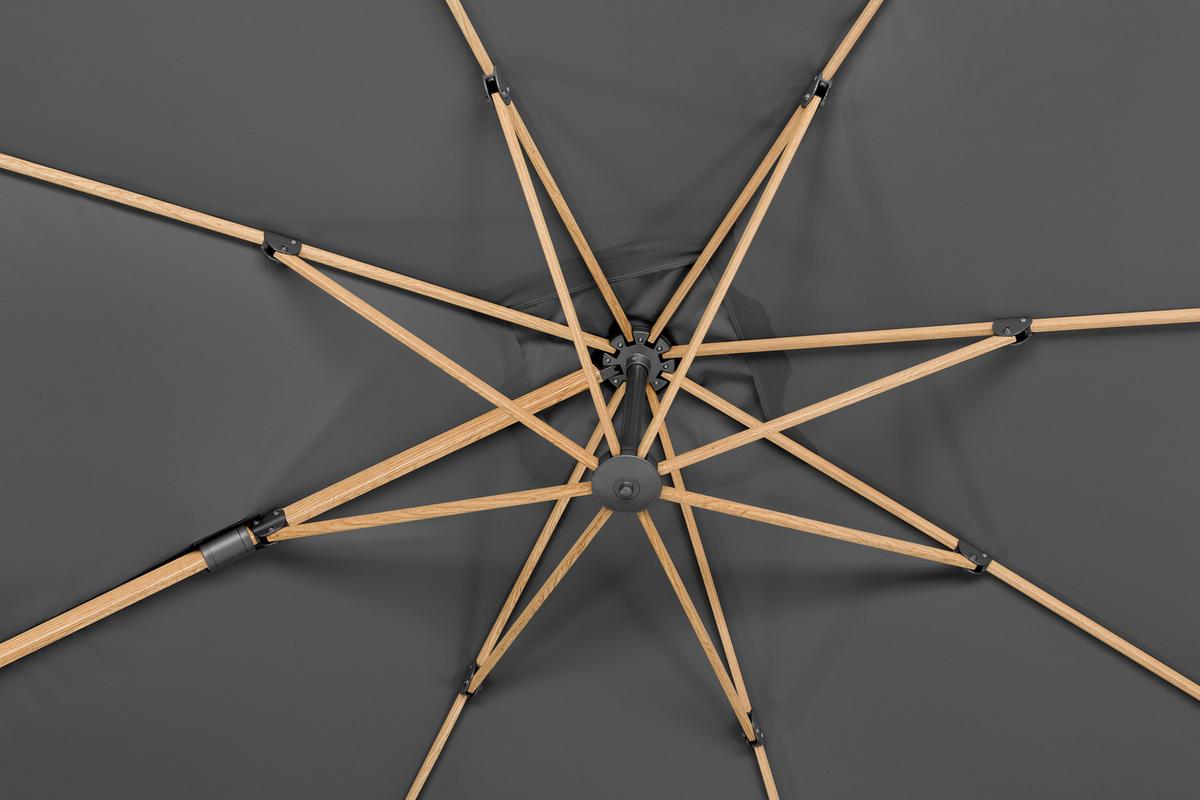 Ampelschirm Rhodos Twist W Bxhxt: 358x263x300 Cm Anthrazit - Eichefarben/Anthrazit, Basics, Textil/Metall (358/263/300cm) - Schneider