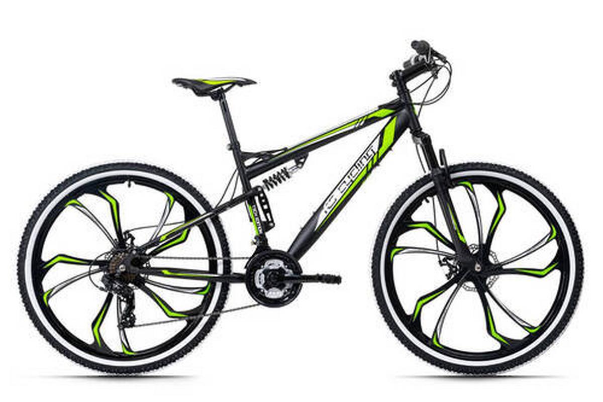 Mountainbike Fully 27,5 Zoll Scrawler 21 Gänge - Schwarz/Grün, Basics, Metall - KS Cycling