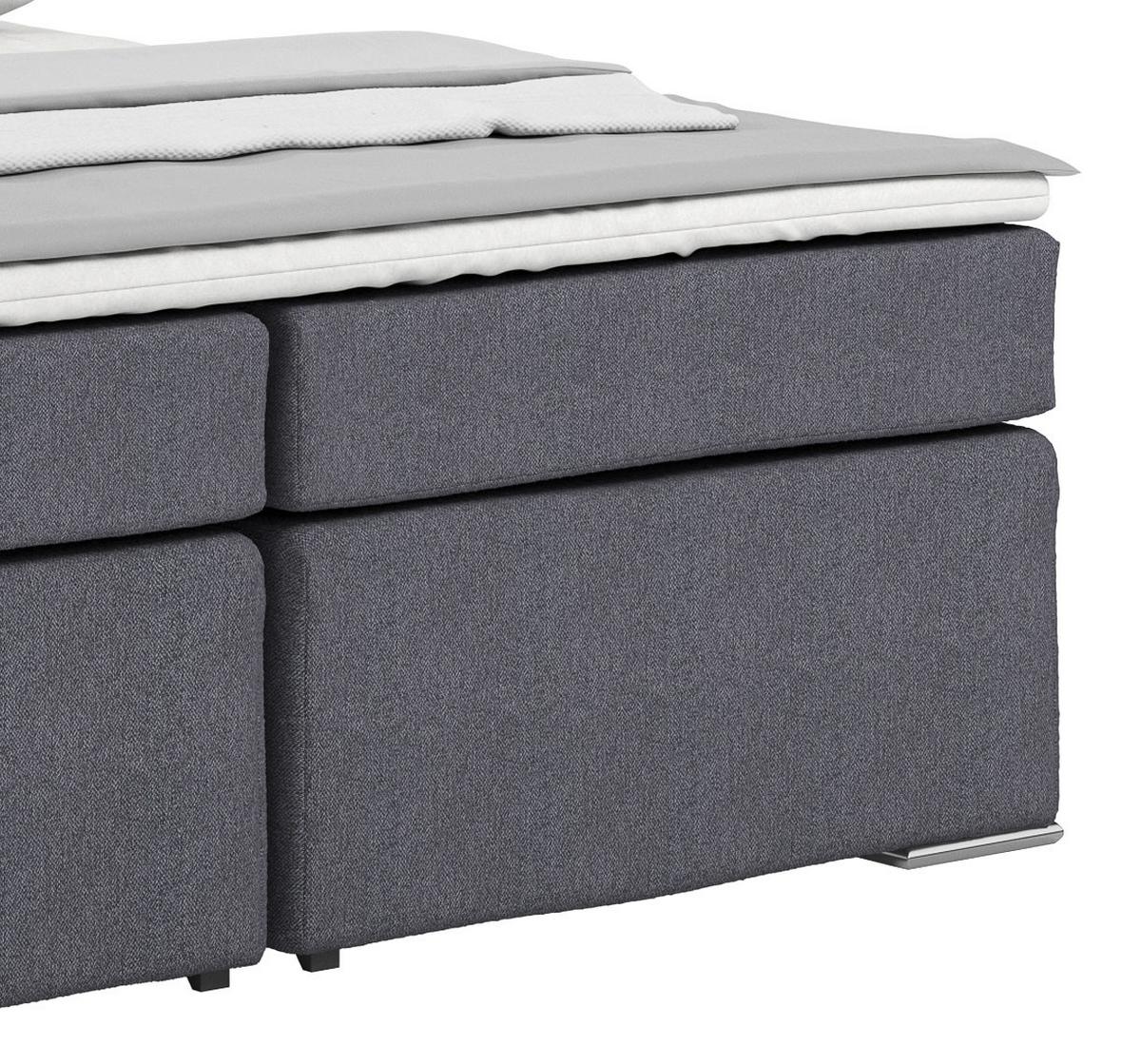 Postel Boxspring NERO PL: 180/200cm, tmavě šedá - tmavě šedá/barvy chromu, Konvenční, kov/textil (180/200cm)
