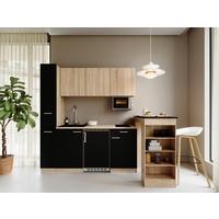 Küchenblock Ingrid Schwarz/Eichefarben B: 180cm - Eichefarben/Schwarz, Design, Holzwerkstoff (180cm) - Respekta