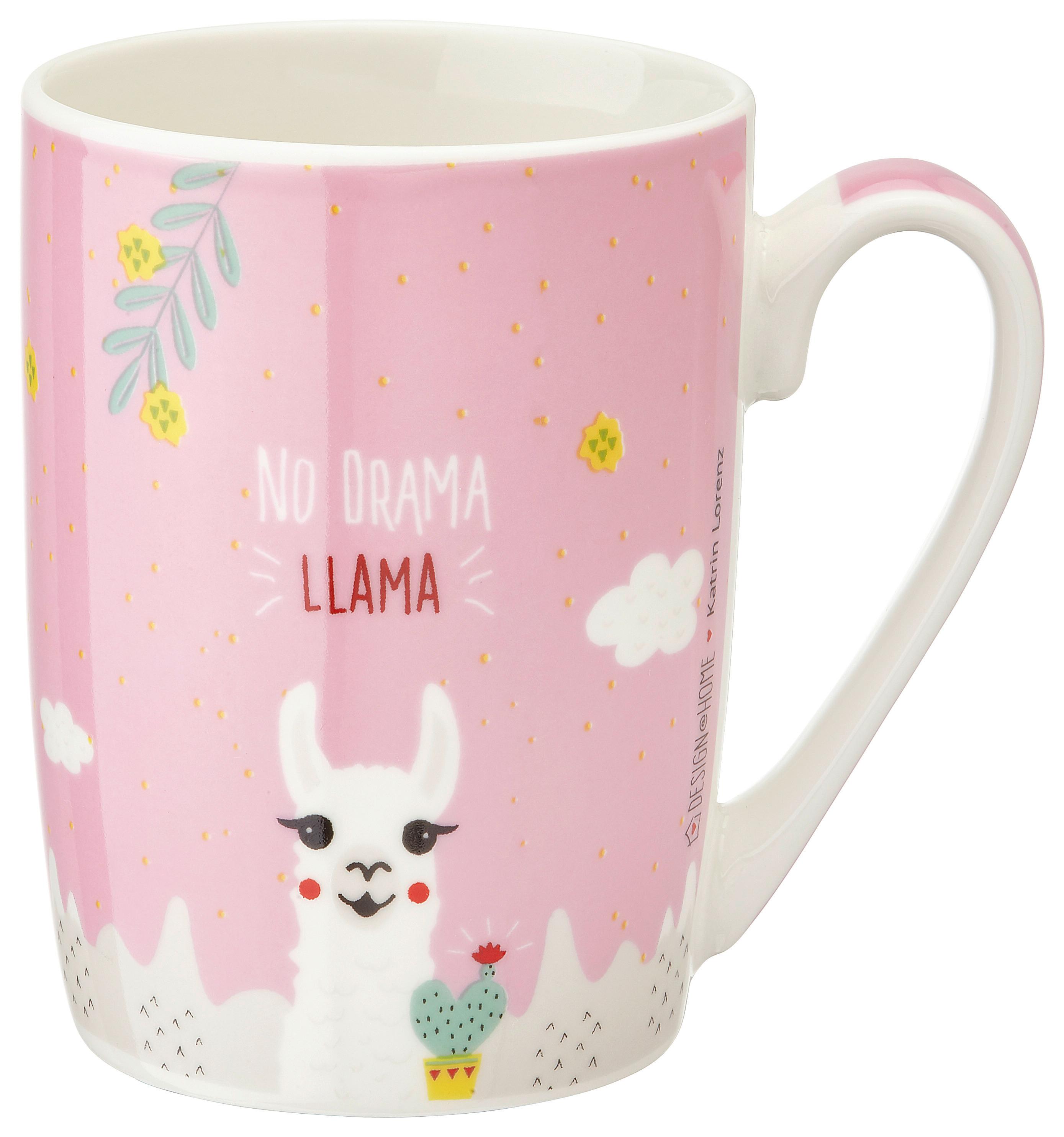 Hrnček Na Kávu No Drama Lama Ca. 250ml - viacfarebná/pink, Konvenčný, keramika (7,5/10cm)