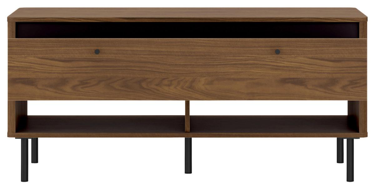 Couchtisch Revillo Nussbaumfarben B: 120cm - Nussbaumfarben/Schwarz, Basics, Holzwerkstoff/Metall (120/55/60cm)