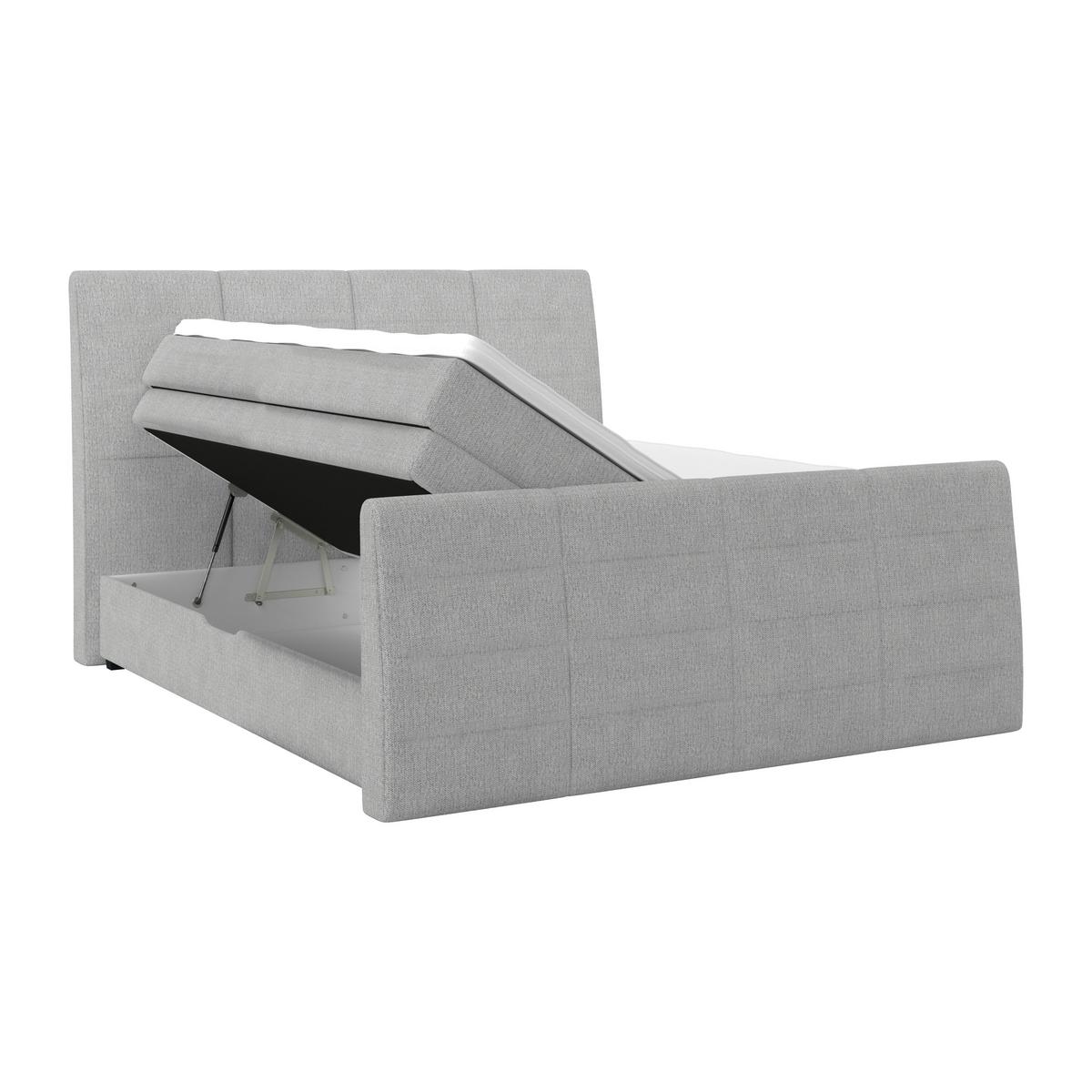 Boxspringbett Libra - Grauweiß/Schwarz, KONVENTIONELL, Textil (160/200cm)