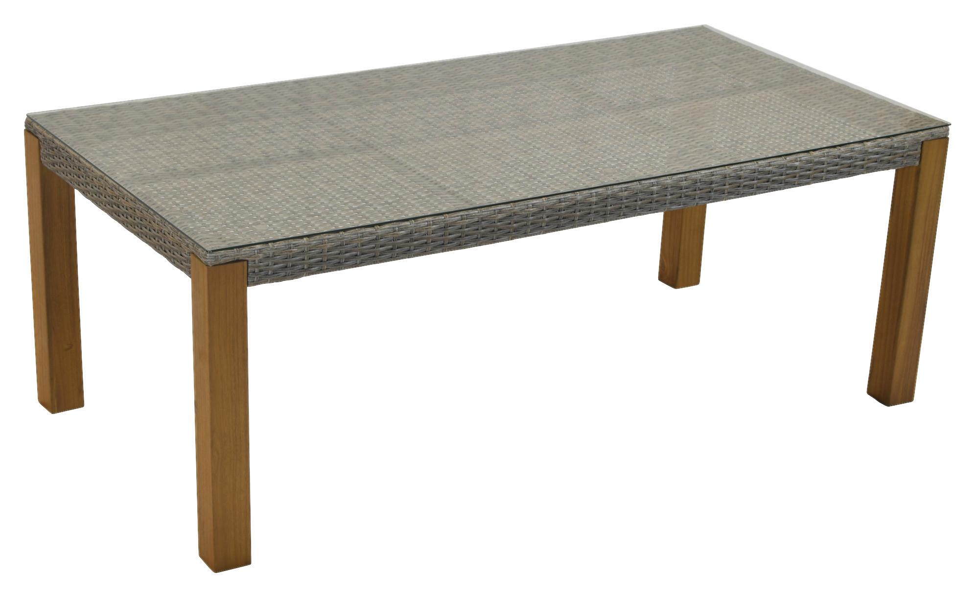 Gartentisch Akazienholz/Metall L 200 cm - Beige/Naturfarben, MODERN, Glas/Holz (200/100/74cm) - Gardenson