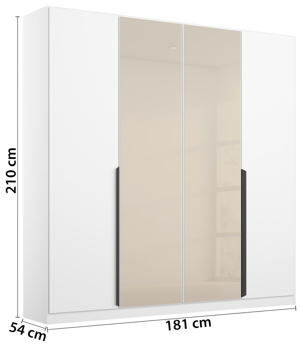 Drehtürenschrank Artemix 181 Cm Weiß/champagnerfarben - Champagner/Weiß, MODERN, Glas/Holzwerkstoff (181/210/54cm) - Rauch Möbel