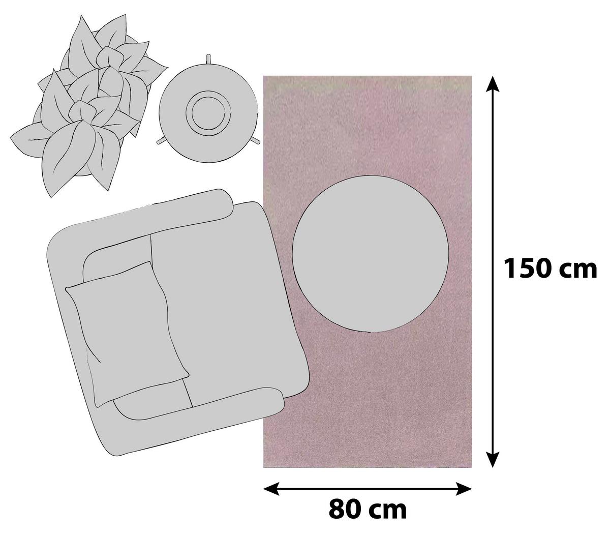 Hochflor Teppich Rosa Ata 80x150 cm - Rosa, KONVENTIONELL, Textil (80/150cm)