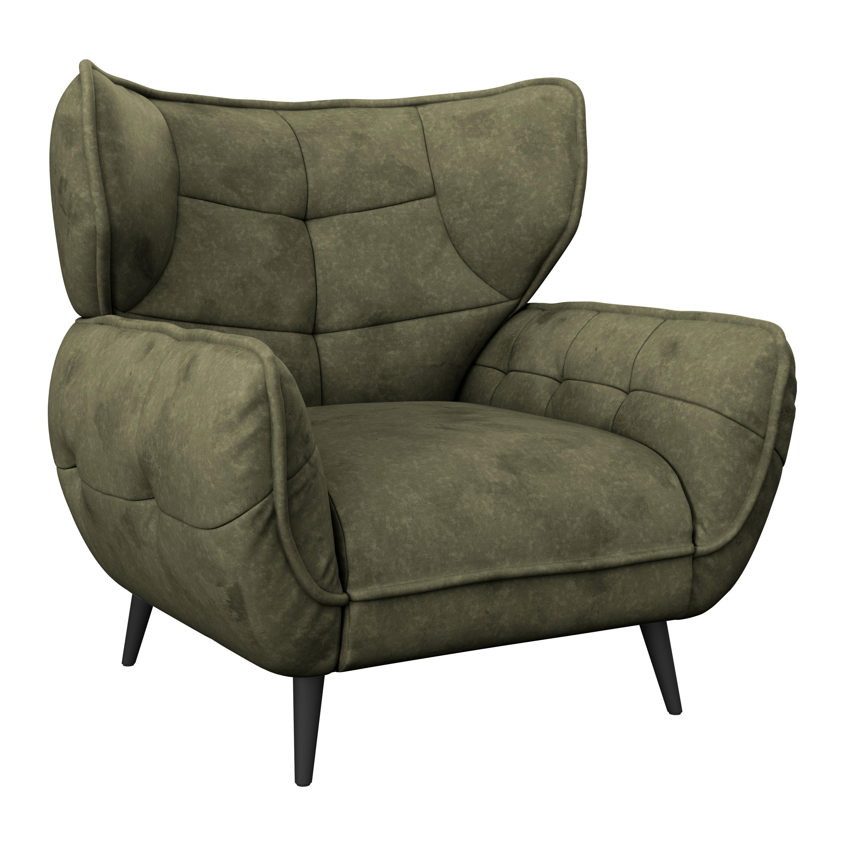 Kreslo ušiak PESCARA. tmavozelená - čierna/tmavozelená, Modern, textil (103/105/98cm)