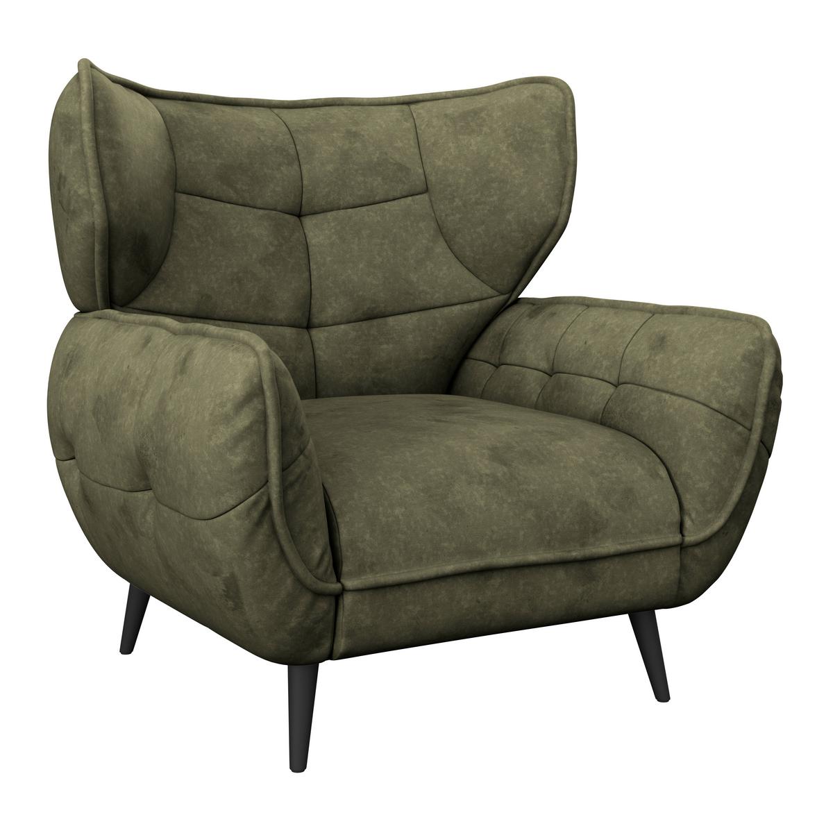 Kreslo ušiak PESCARA. tmavozelená - čierna/tmavozelená, Modern, textil (103/105/98cm)