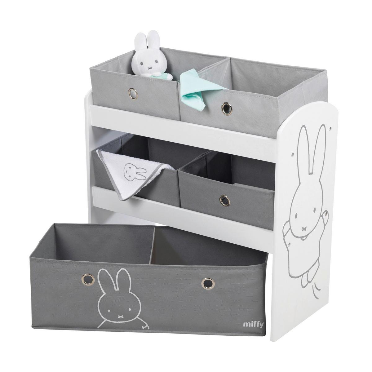KINDERREGAL 450159D210 MIFFY - Weiß/Grau, Basics, Holzwerkstoff/Textil (63,5/67/29,5cm) - Roba