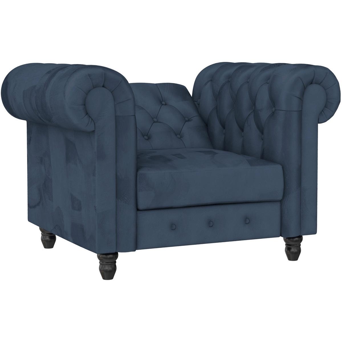 Sessel Firenze Blau, Relaxfunktion - Blau/Schwarz, Basics, Textil (111/83cm) - Livetastic