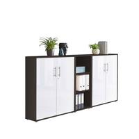 AKTENSCHRANK OFFICE EDITION - SW SET 8 - Weiß Hochglanz/Anthrazit, MODERN, Holzwerkstoff (212,9/113,6/33cm) - MID.YOU