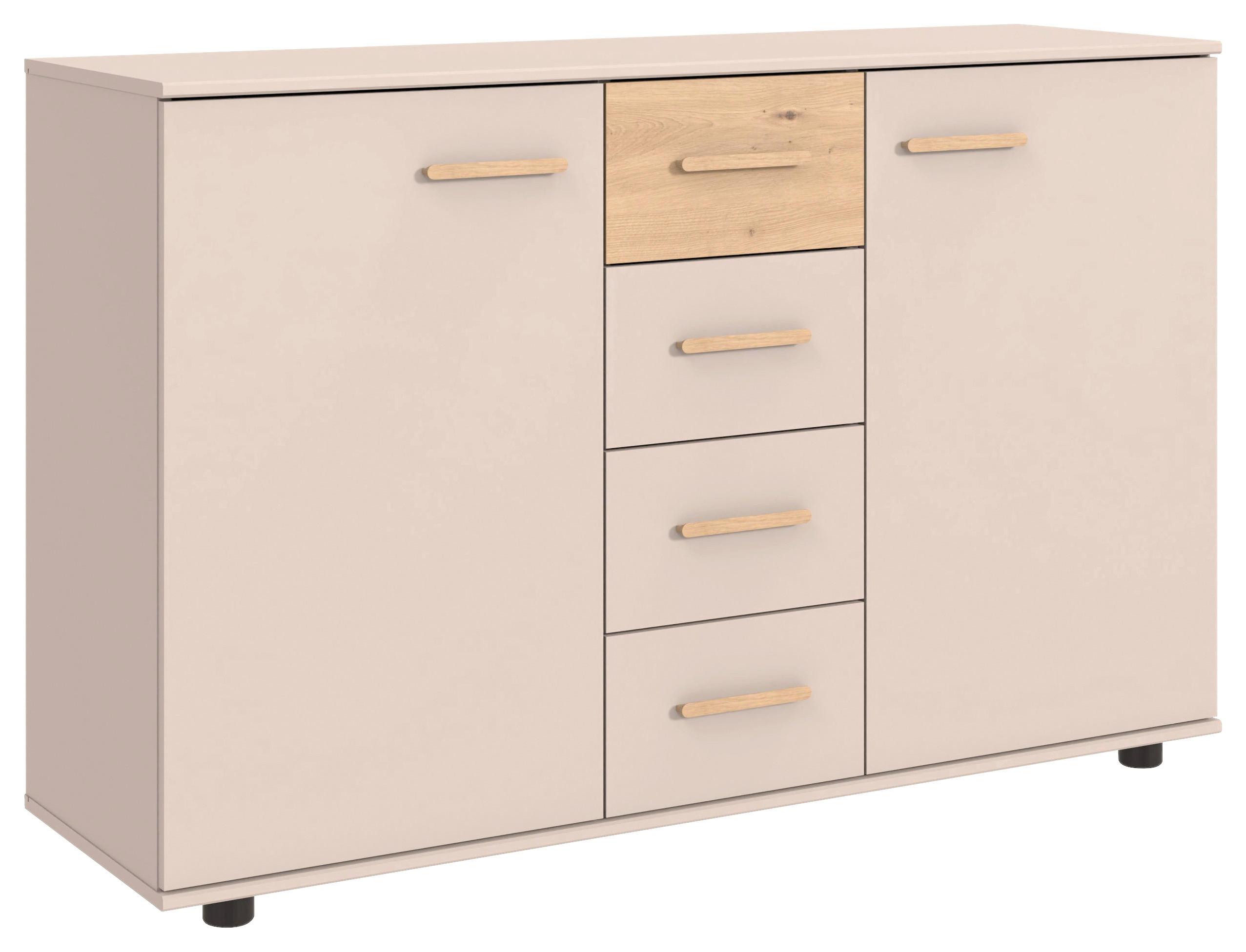 Komoda LUMIO - čierna/kašmírová, Konventionell, kompozitné drevo/plast (130/83/41cm) - Modern Living