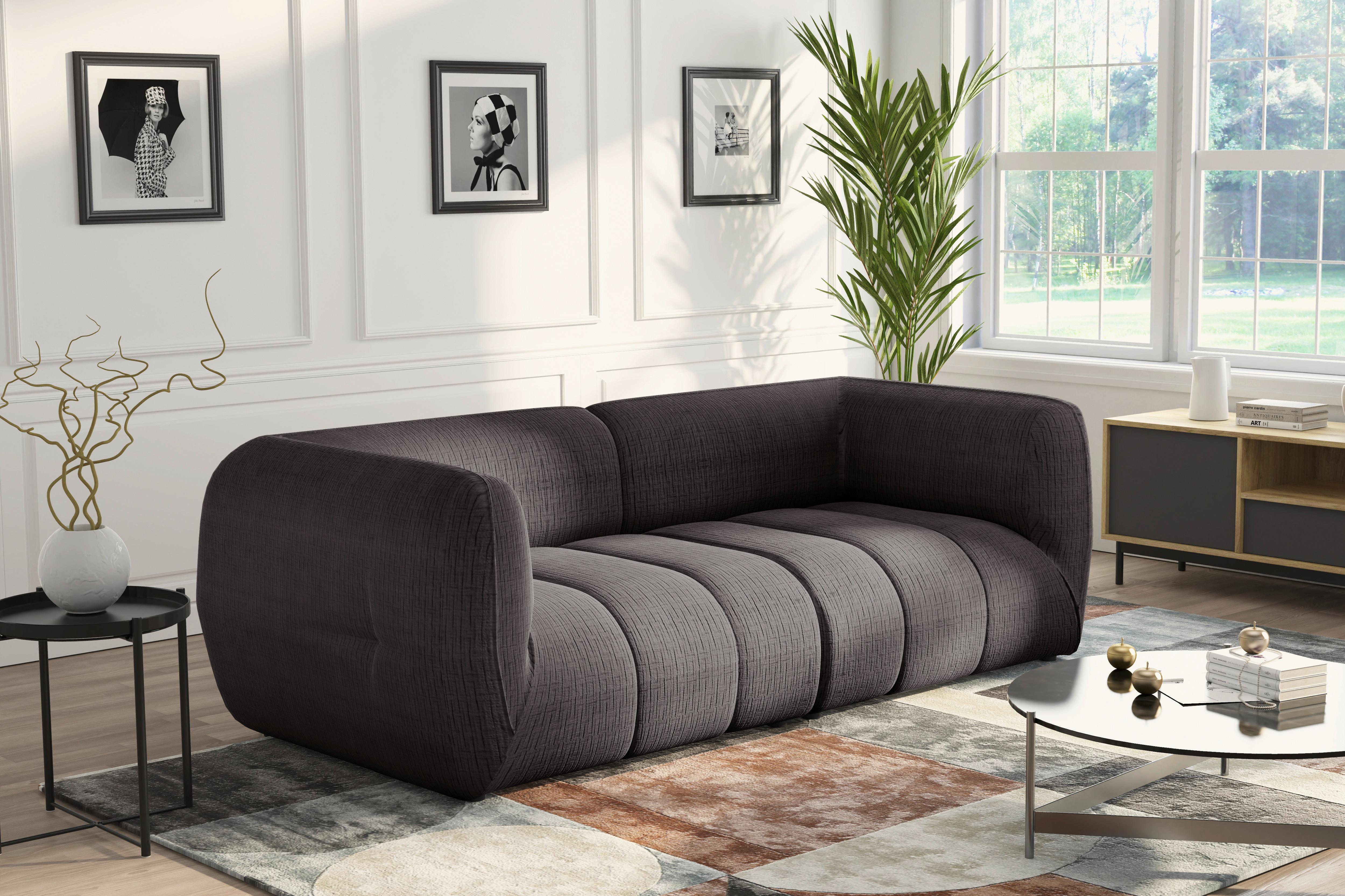 Sofa Laos Braun/Schwarz, 240 cm - Schwarz/Braun, Design, Textil (240/80/95cm) - MID.YOU