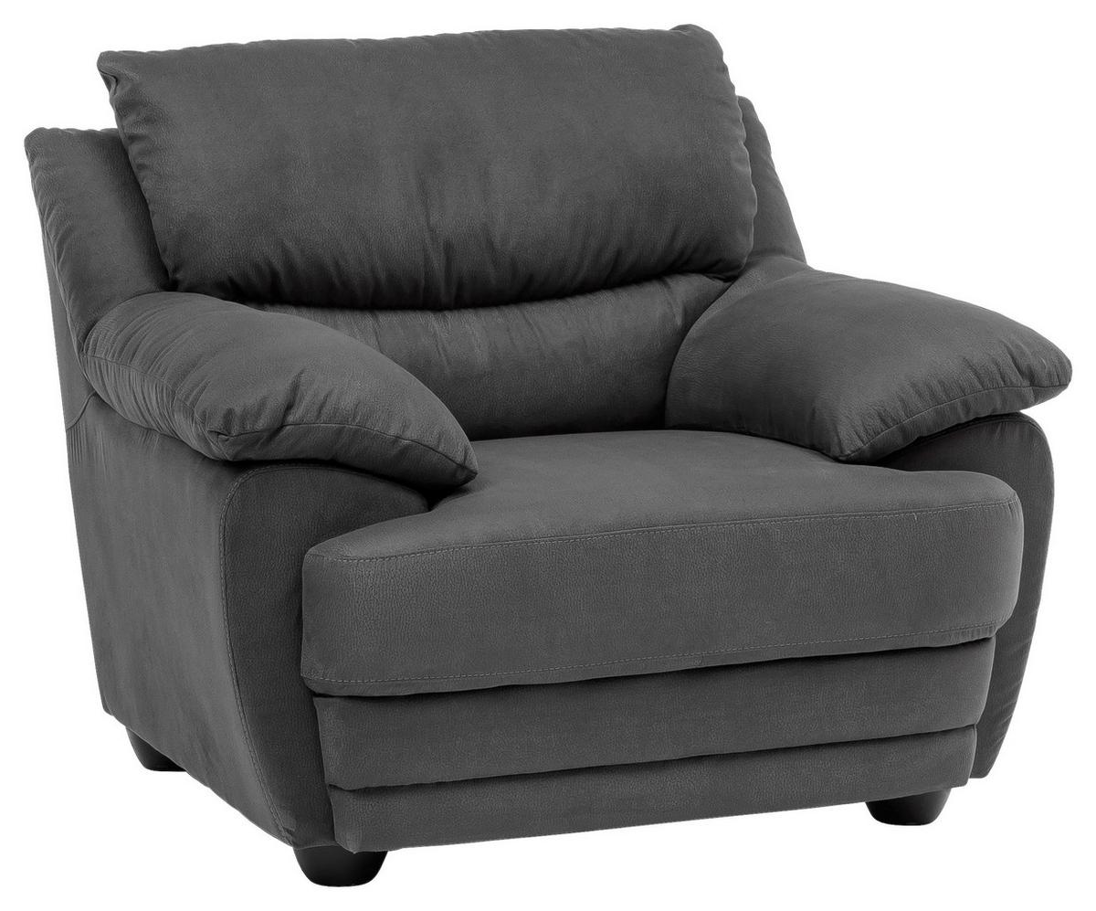 Polstersessel mit Armlehnen Nebolo Textil Dunkelgrau - Dunkelgrau/Schwarz, Design, Textil (117/97/100cm) - Livetastic