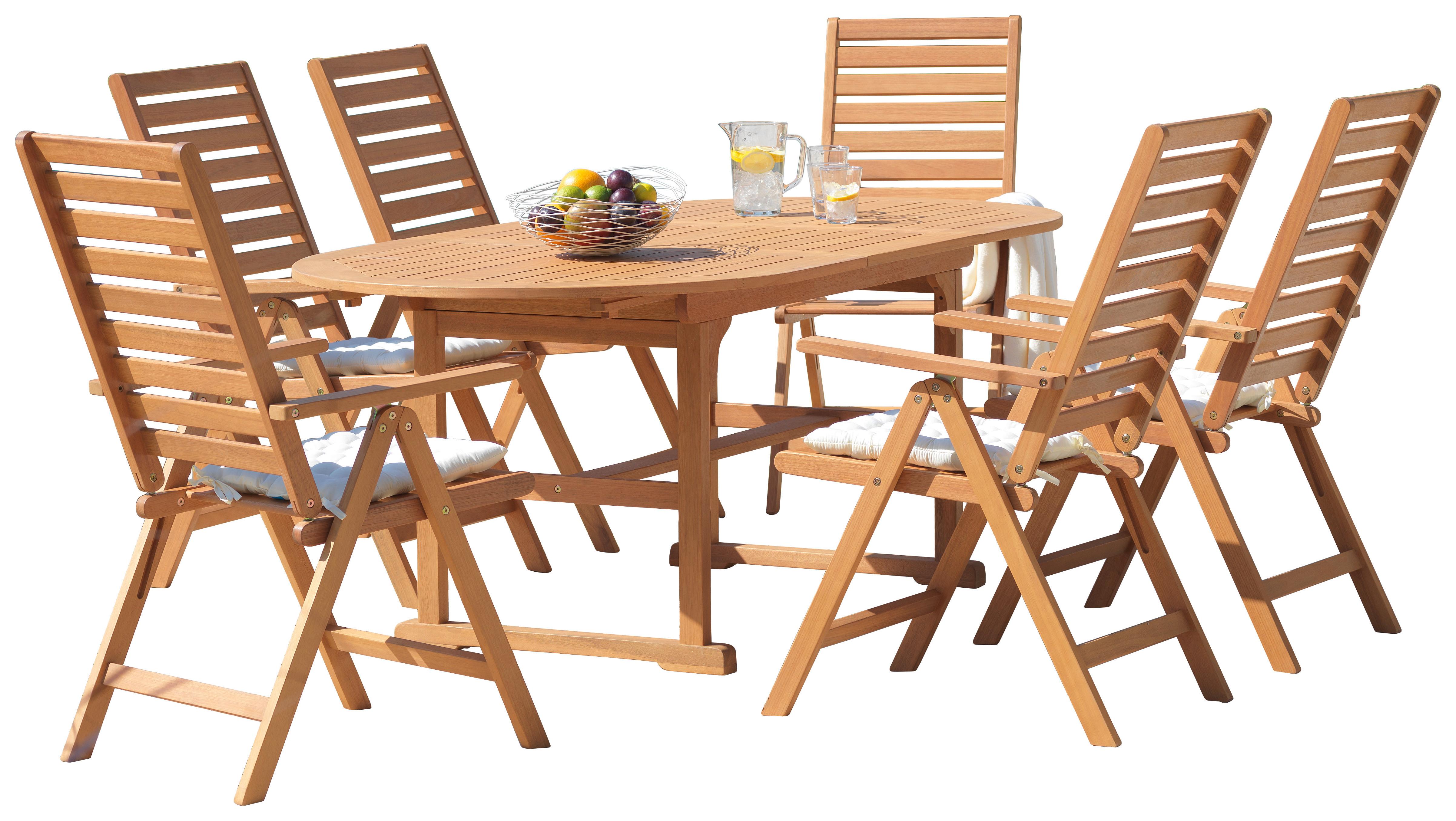 Gartenmöbel Set 7-Teilig Ella aus Holz Tisch Ausziehbar - Braun, MODERN, Holz - Luca Bessoni