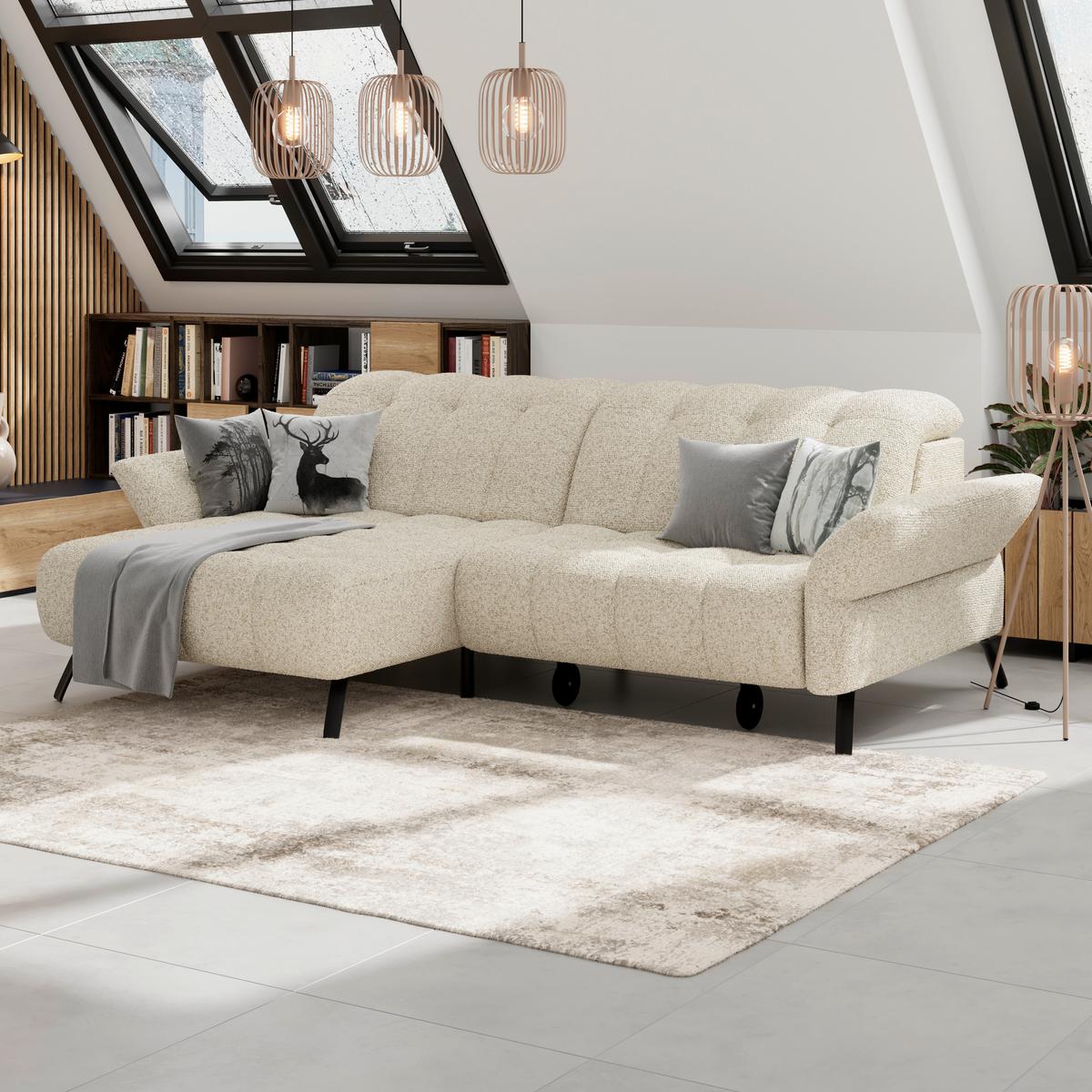 Ecksofa Coast Beige, 173x244cm - Beige/Schwarz, KONVENTIONELL, Holzwerkstoff/Textil (173/244cm)