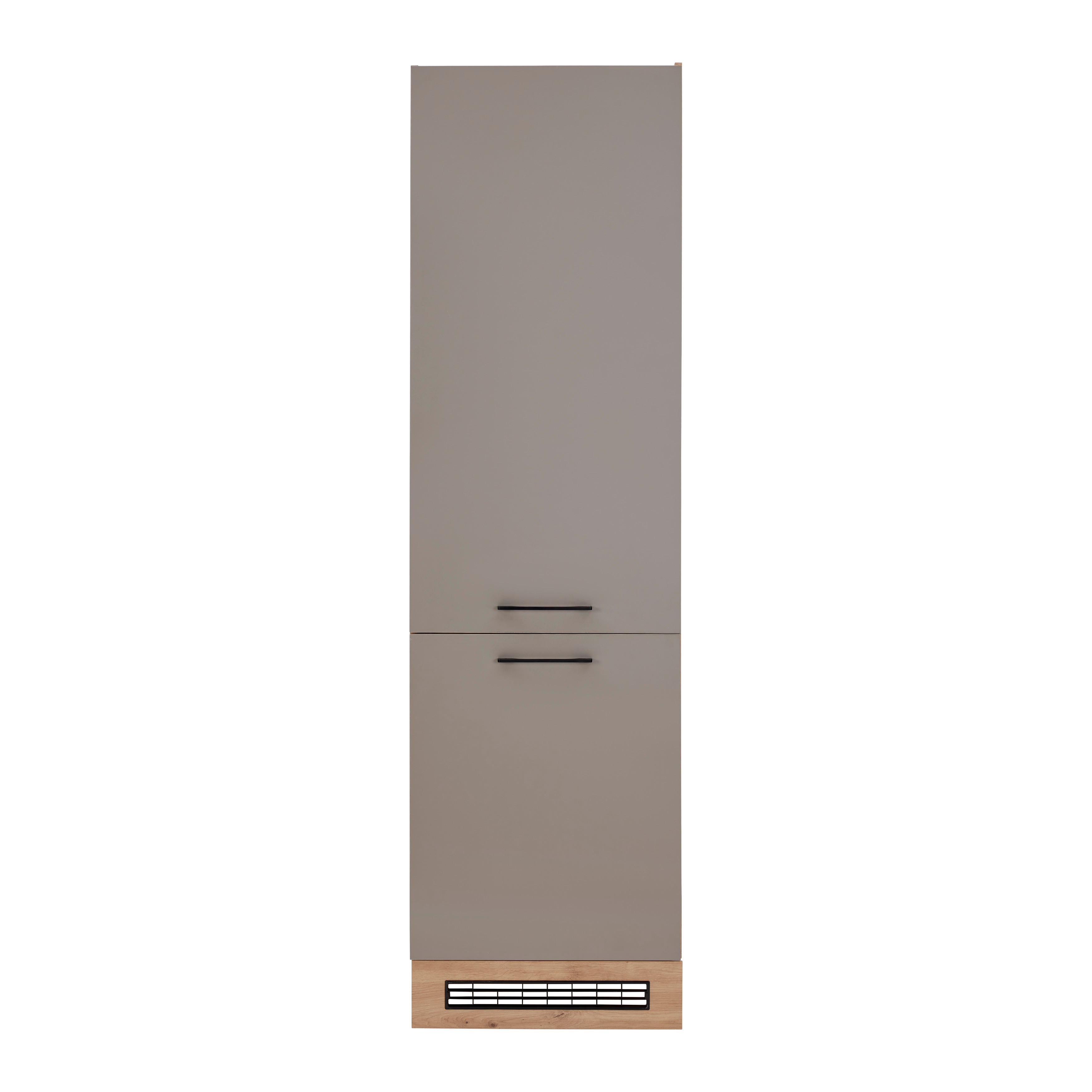 Skříňka na spotřebiče LINZ bez spotřebičů - šedá/černá, Moderní, kov/kompozitní dřevo (60/211/57cm)