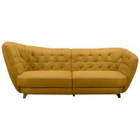 Big Sofa mit Echtem Rücken Retro B: 256 cm Currygelb - Chromfarben/Currygelb, MODERN, Textil (256/85/115cm) - MID.YOU