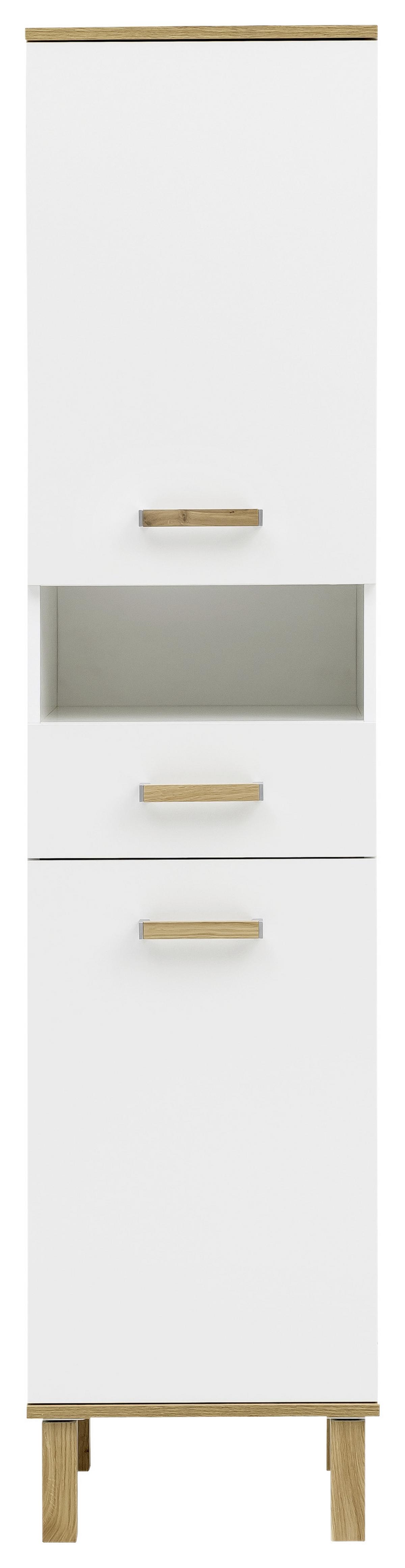 Hochschrank Padua BxH: 40,4x178,5 cm Weiß/Eiche Dekor - Eichefarben/Weiß, MODERN, Holzwerkstoff (40,4/178,5/35,0cm) - MID.YOU