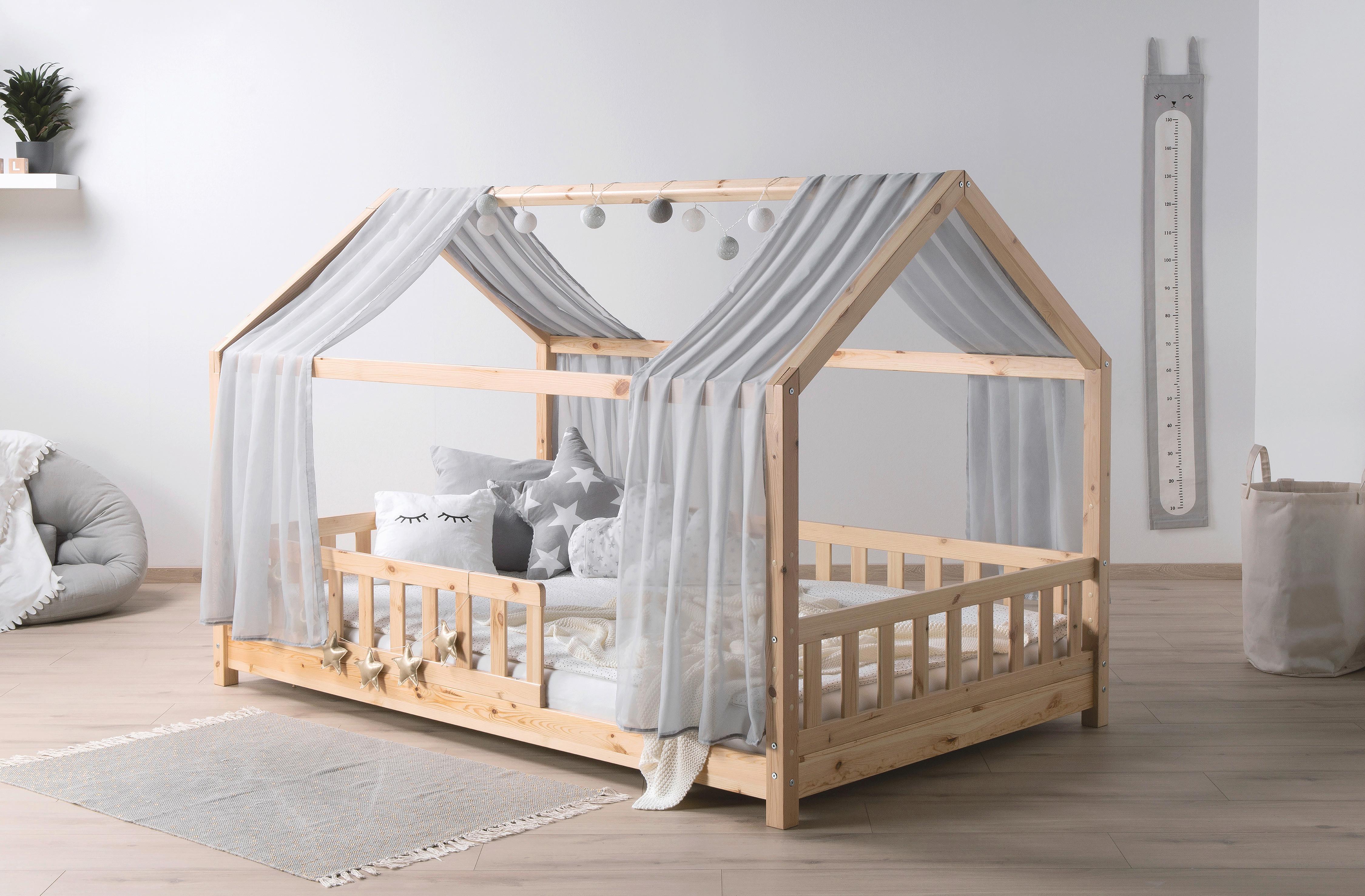 Hausbett Kim Naturfarben/Grau 100x200cm - Naturfarben/Grau, MODERN, Holz/Textil (100/200cm) - Livetastic