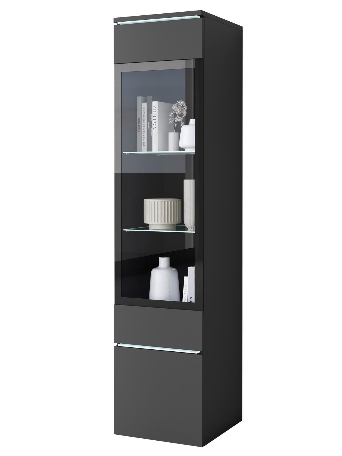 Vitrine Vera Schwarz B: 30cm - Schwarz/Grau, Design, Glas/Holzwerkstoff (30/130/33cm) - Livetastic