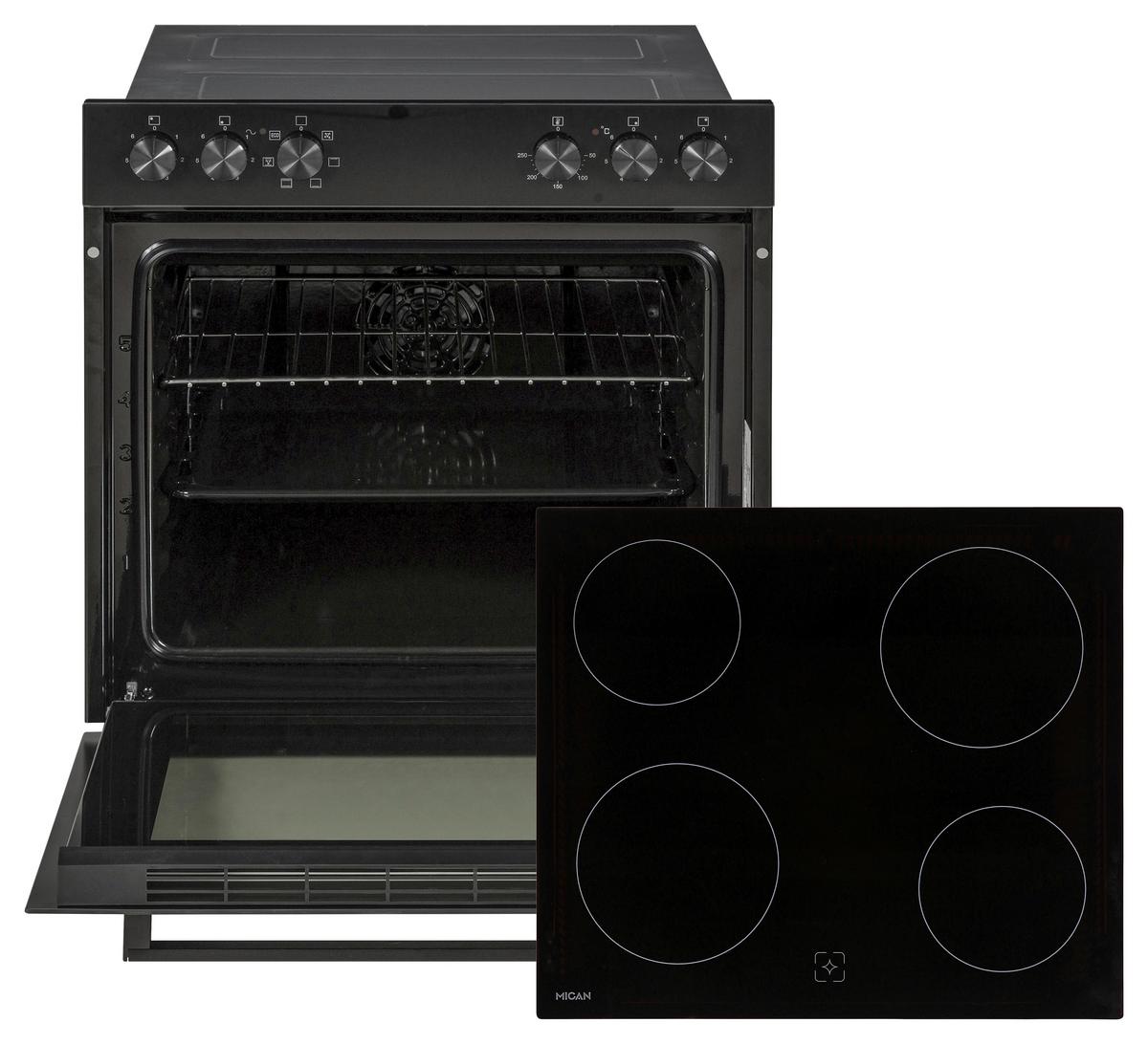 Herdset Hsu73s - Schwarz, Basics, Glas/Metall (60/60,5/31,5cm) - Mican