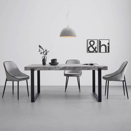 Jedálenský stôl Mila 180x90 cm - čierna/sivá, Modern, kov/kompozitné drevo (180/90/76cm) - Bessagi Home