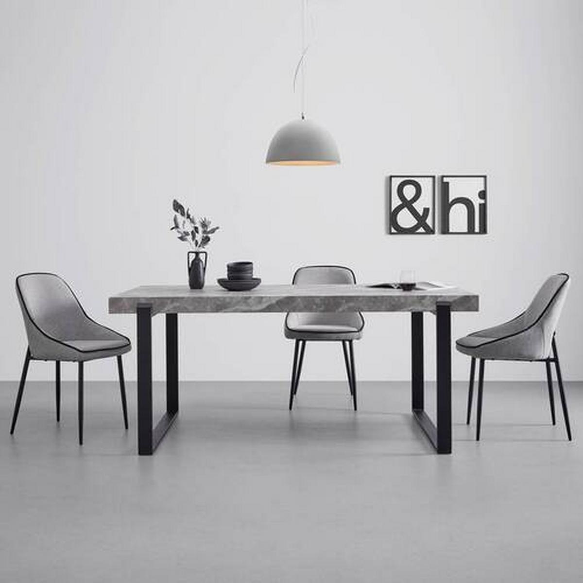 Jídelní stůl Mila 180x90 cm - šedá/černá, Moderní, kov/kompozitní dřevo (180/90/76cm) - Bessagi Home
