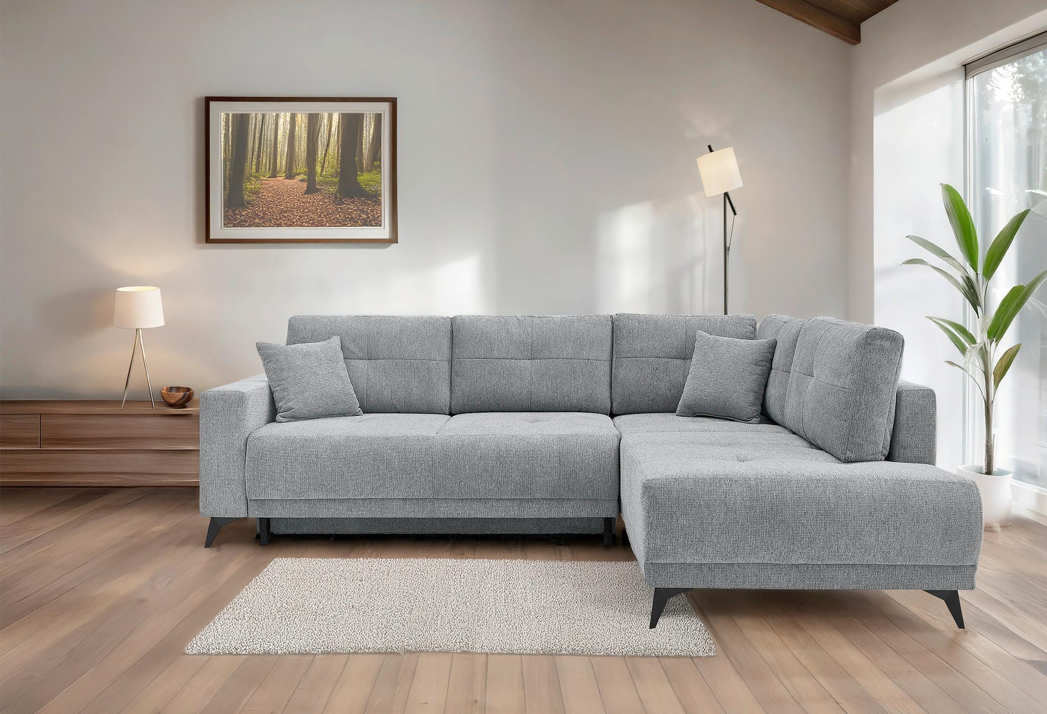 Rohová sedačka TEXAS, pravá, sivá - čierna/sivá, Konventionell, drevo (259/203cm) - Based