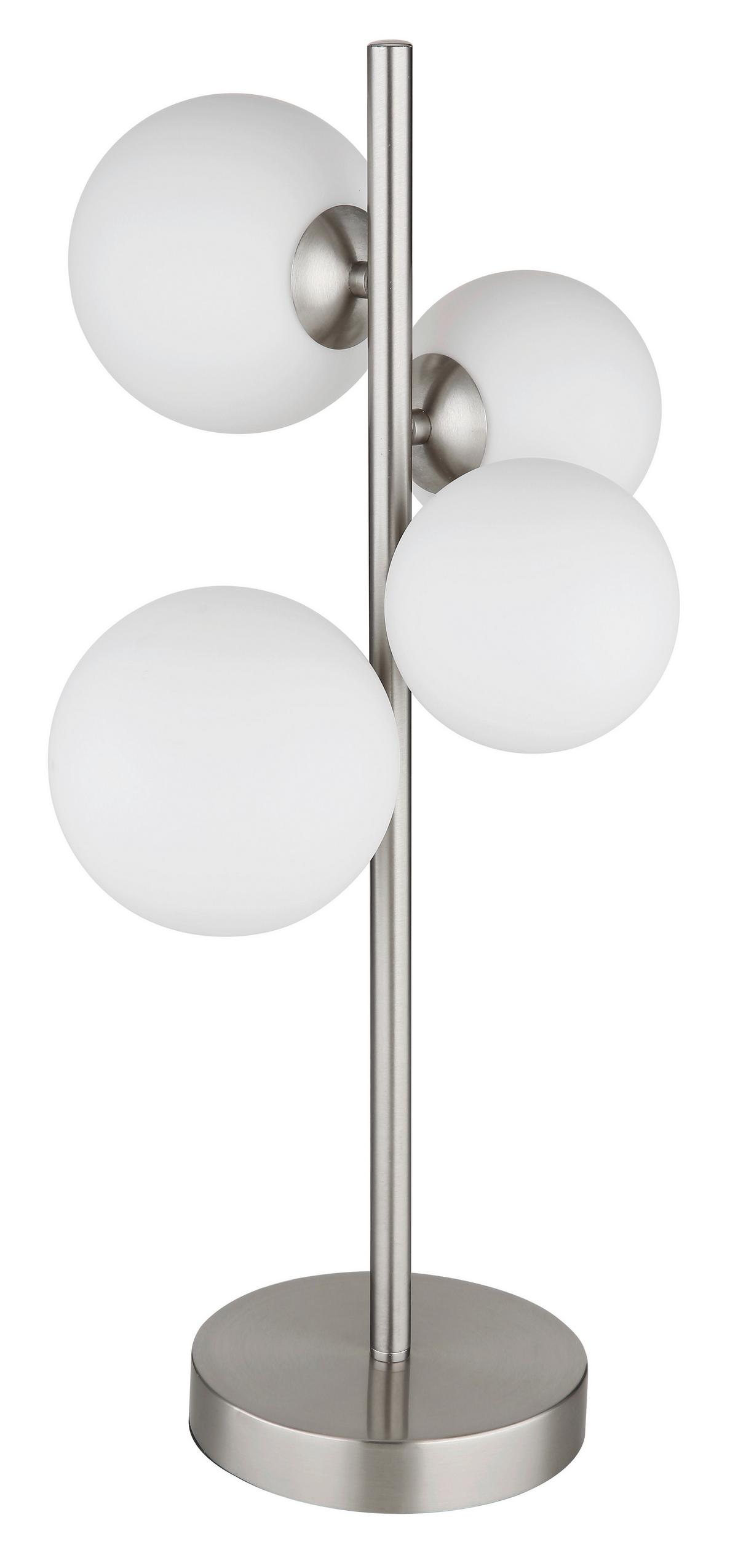 LED-Tischleuchte 56140-4t - Opal/Nickelfarben, KONVENTIONELL, Glas/Kunststoff (27/23cm) - Globo
