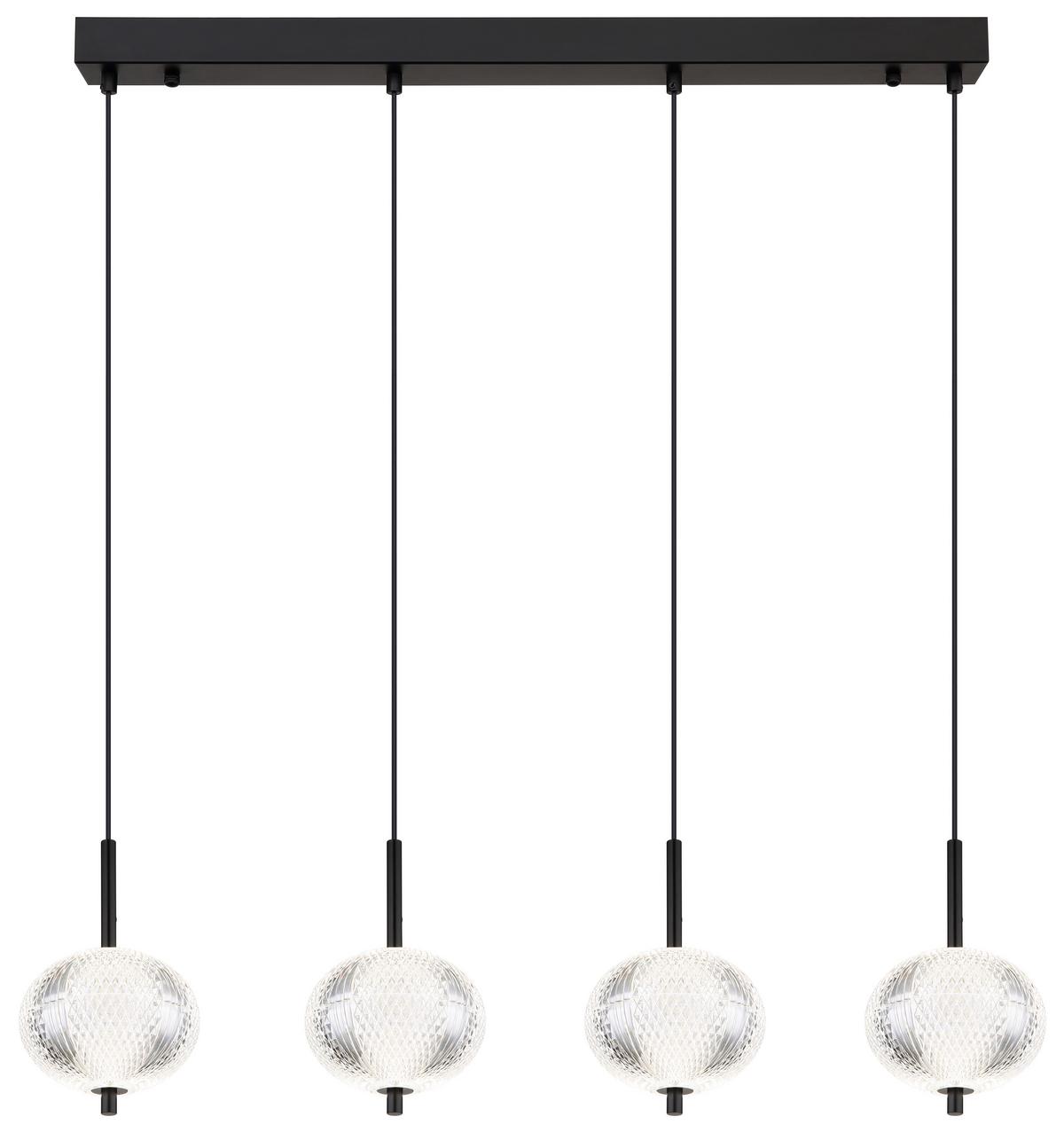Led-hängeleuchte 16042-4h - Klar/Schwarz, KONVENTIONELL, Kunststoff/Metall (85/15/120cm) - Globo