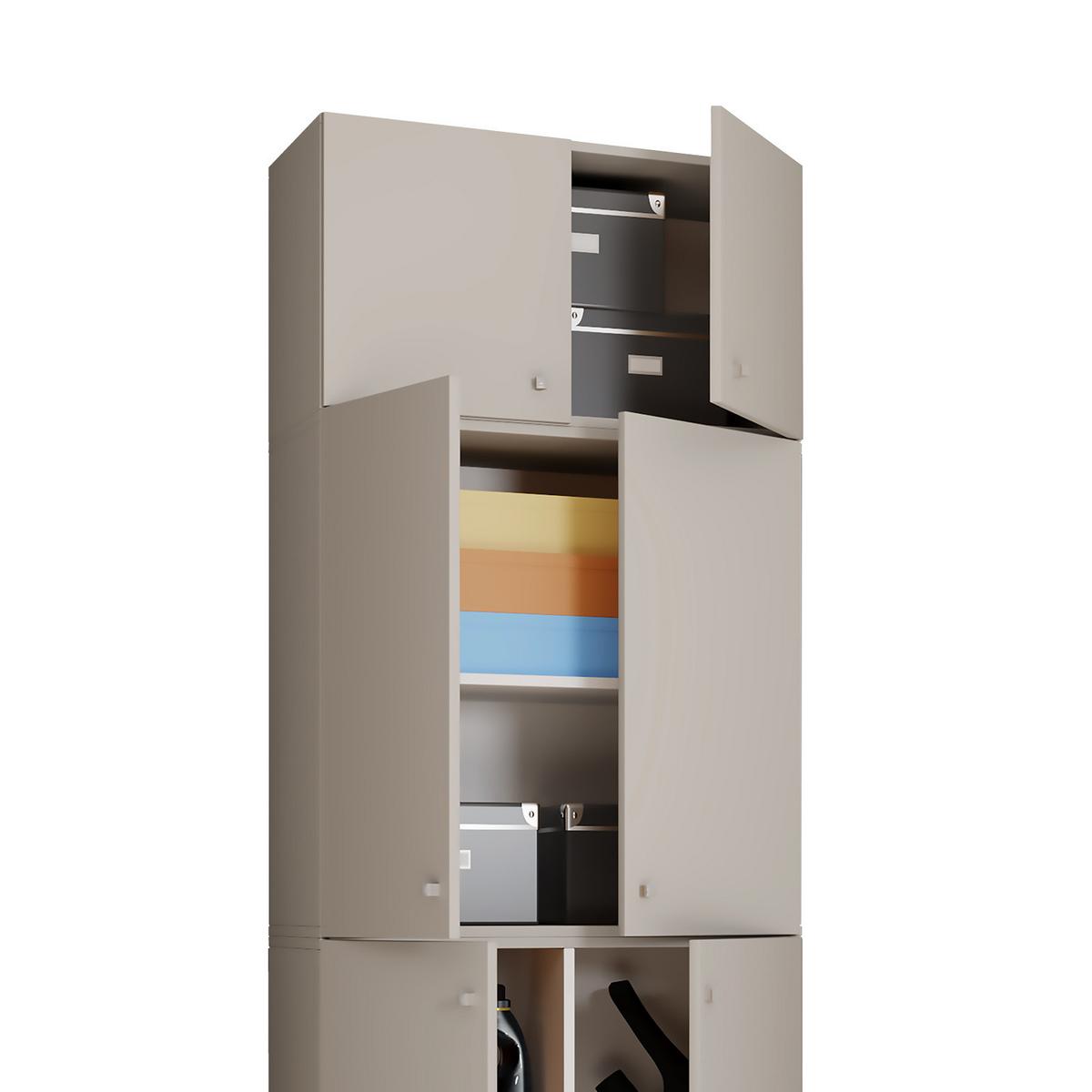 Mehrzweckschrank Lona Xxl Grau Stehend Bxh: 70/223 Cm - Schwarz/Grau, MODERN, Holzwerkstoff (70/223/39cm) - MID.YOU