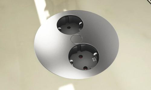 Einbausteckdose Twist Edelstahl 2-Fach ∅ 10,5 Cm - Edelstahlfarben, Kunststoff/Metall (10,5/4cm)
