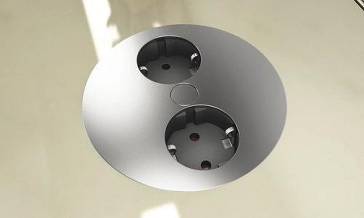 Einbausteckdose Twist Edelstahl 2-Fach ∅ 10,5 Cm - Edelstahlfarben, Kunststoff/Metall (10,5/4cm)