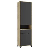 Badezimmer Hochschrank Amora 54x193 cm Anthrazit/Eiche - Eichefarben/Anthrazit, Basics, Holzwerkstoff (54/193/31cm) - MID.YOU
