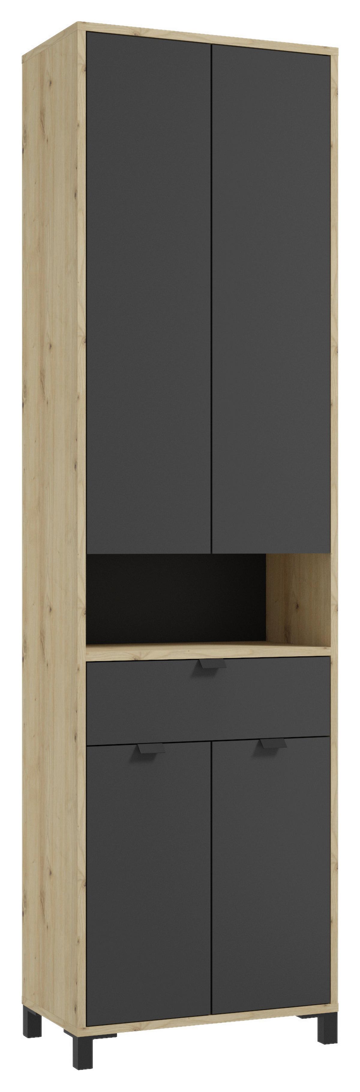 Badezimmer Hochschrank Amora 54x193 cm Anthrazit/Eiche - Eichefarben/Anthrazit, Basics, Holzwerkstoff (54/193/31cm) - MID.YOU