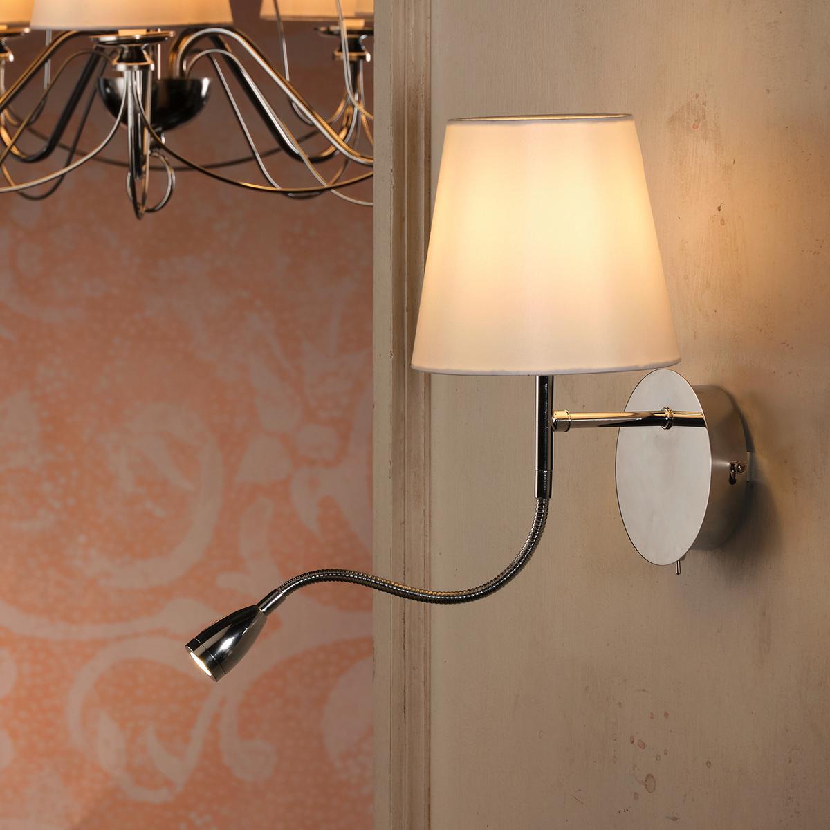 LED-Wandleuchte 4933/Apr - Chromfarben/Weiß, KONVENTIONELL, Textil/Metall (16/20/44cm)