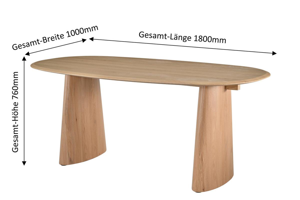 Esstisch Palma Naturfarben L: 180 cm - Naturfarben, MODERN, Holz/Holzwerkstoff (180/100/75cm) - MID.YOU