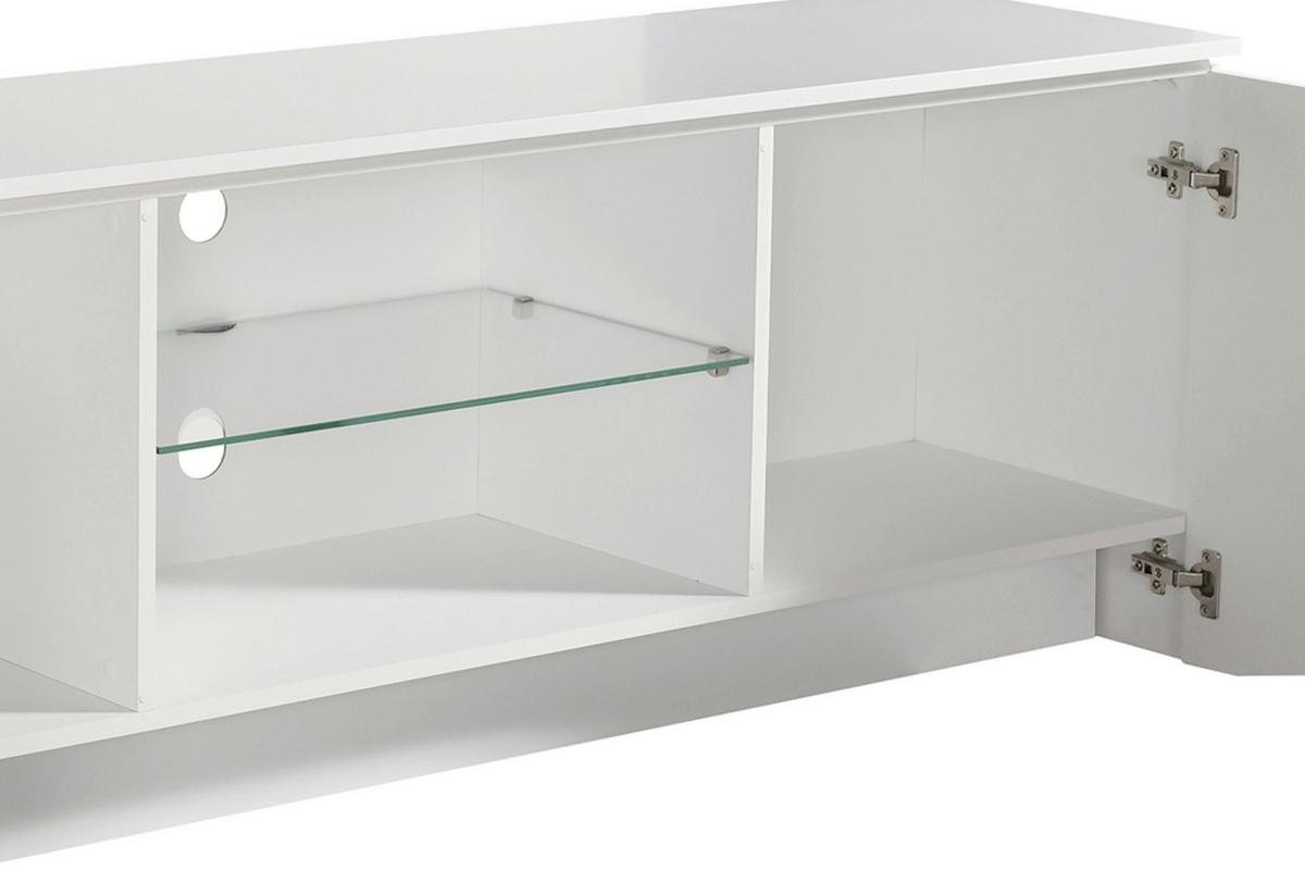 Médiaállvány Cadiz - fehér/magasfényű fehér, Modern, faalapú anyag/üveg (168/57/39,5cm)