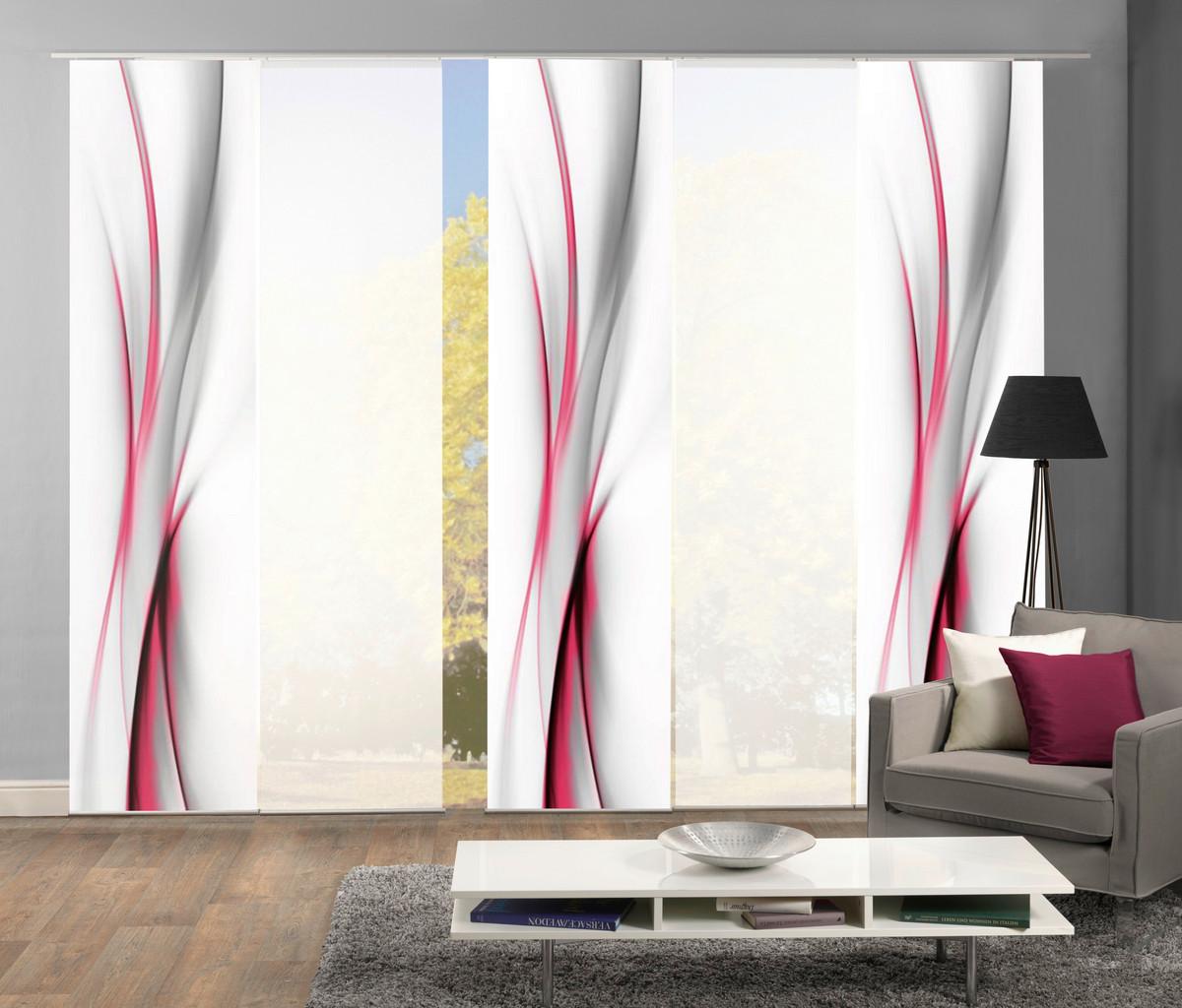 Flächenvorhang 5er Set Rochelle - Rot, Design, Textil (60/245cm) - Schmidt W. Gmbh