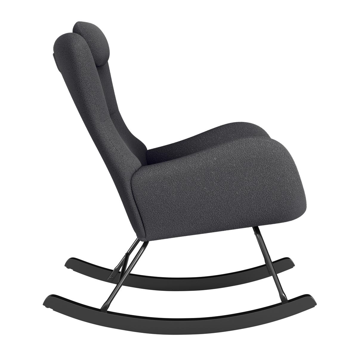 Schaukelsessel Teddy Teddy grau, B: 66 cm - Schwarz/Grau, MODERN, Holz/Textil (66/90/85cm)