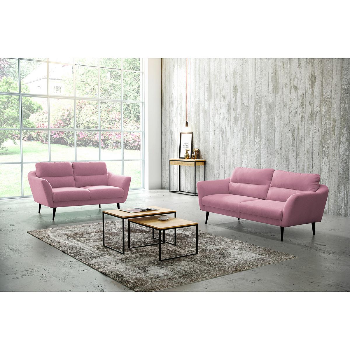 2-Sitzer-Sofa Tromso Rosa B: 158 cm - Schwarz/Rosa, Design, Textil (158/87/88cm) - Livetastic